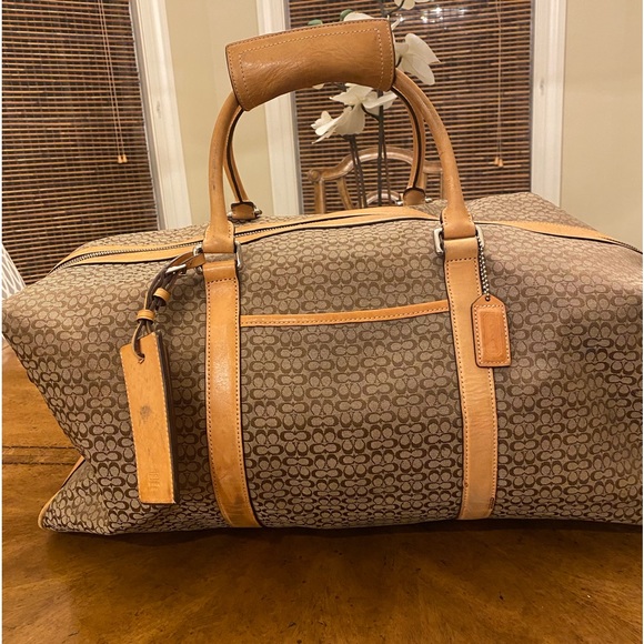 Coach Bags Coach Carryon Luggage In Tan Leather Signature Canvas